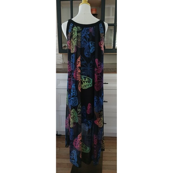 Women's Large Sheer Butterfly Long Dress Boho Lady Beachy Flowy Lightweight Fun - Picture 7 of 16